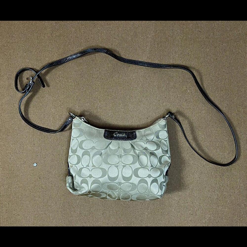 Vintage COACH Signature Monogram Flap Logo Zip Small Purse Shoulder Bag Y2K 90s